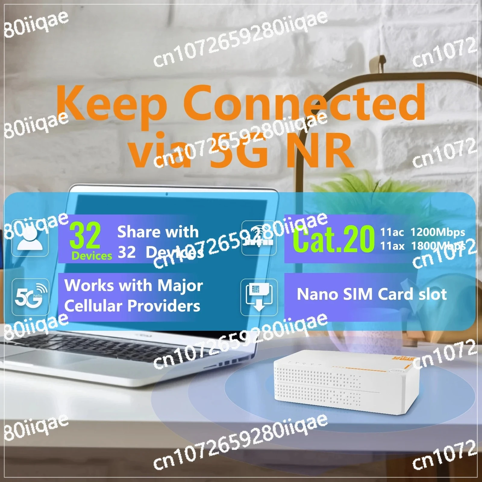جهاز توجيه C160 5G مع بطارية 4000 مللي أمبير في الساعة ثنائي النطاق VPN 32 مستخدمًا فتحة بطاقة Sim نقطة اتصال WiFi لـ 32 مستخدمًا