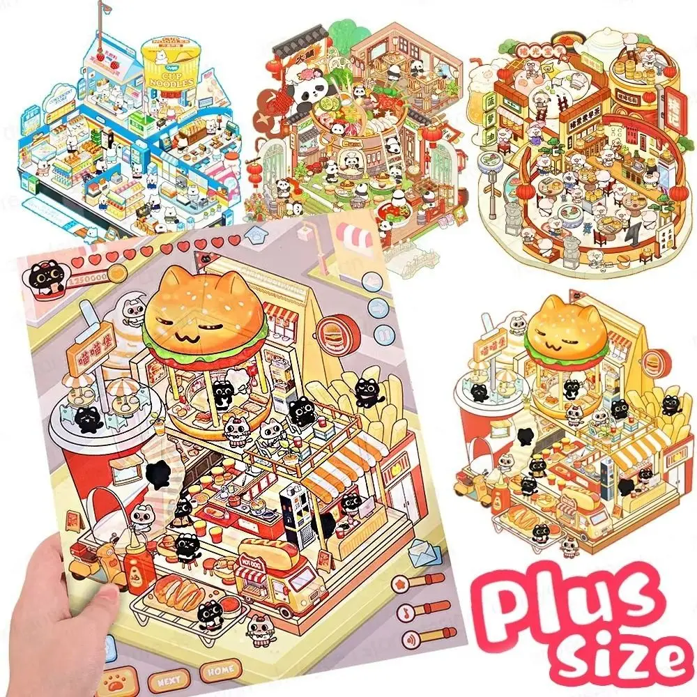 

New Plus Size Miniature Scene 3D Stickers DIY Cartoon Landscape Stickers Food Series Landscape Notebook Sticker Children Gift