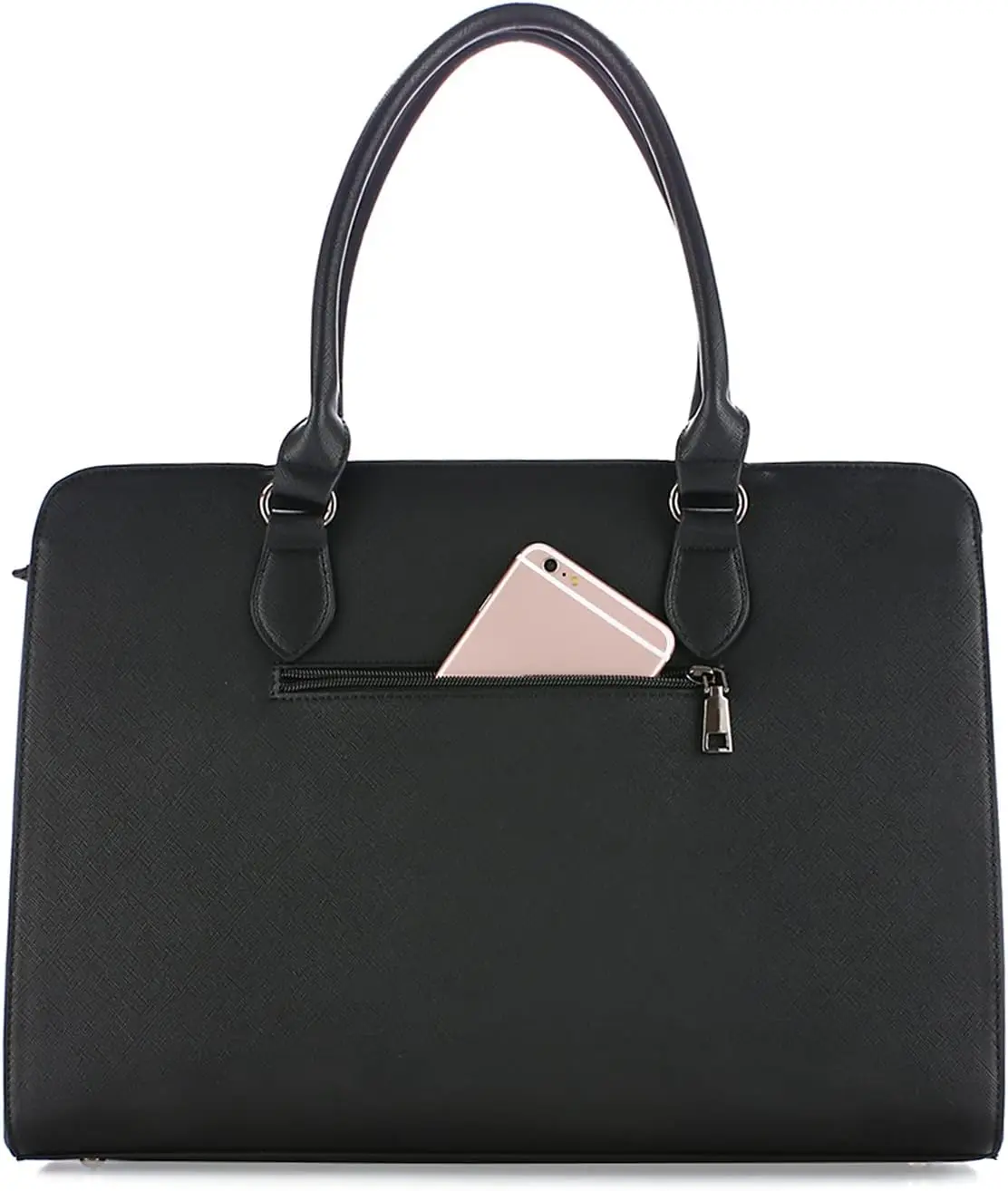MOSISO Women Laptop Tote Bag 15.6 inch, PU Leather Large Capacity with 3 Layer Compartments Business Work Briefcase