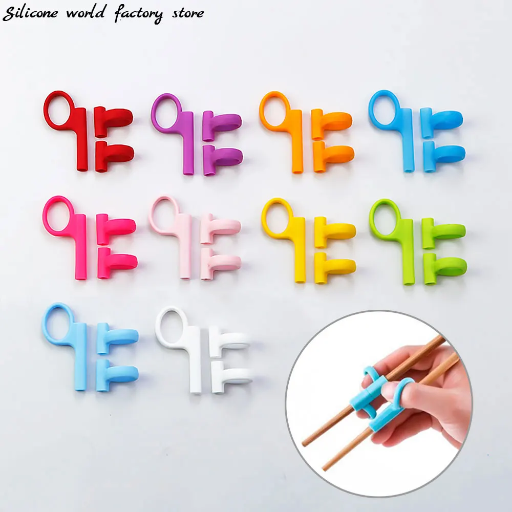 

Silicone World 1 Set Silicone Kids Holding Chopsticks Correcting Ring Auxiliary Learning Training Chopsticks Finger Ring Sets