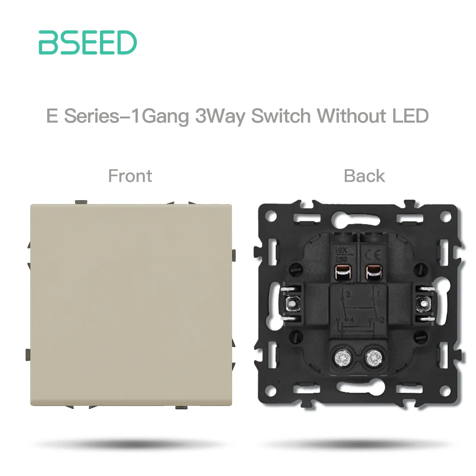 BSEED Wall Button Light Switch 1/2Gang 1/2Way EU Wall Socket Module Part Plastic Frame DIY Function Part Cashmere Color