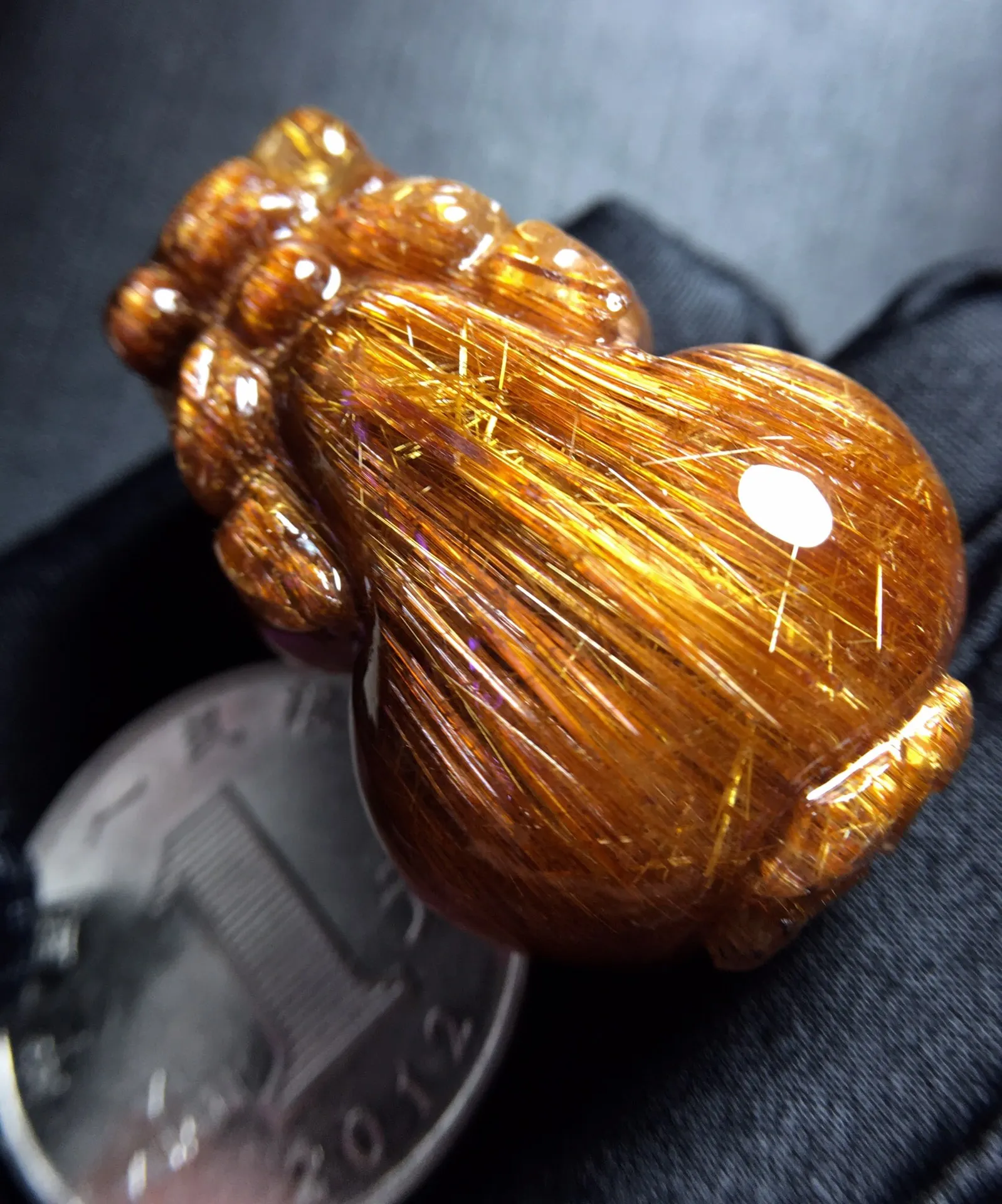 النحاس الطبيعي Rutilated قلادة من الكوارتز بي شيوى Rutilated الكوارتز مجوهرات 37.8*25.7*20.5 مللي متر الرجال النساء البرازيل AAAAAAA