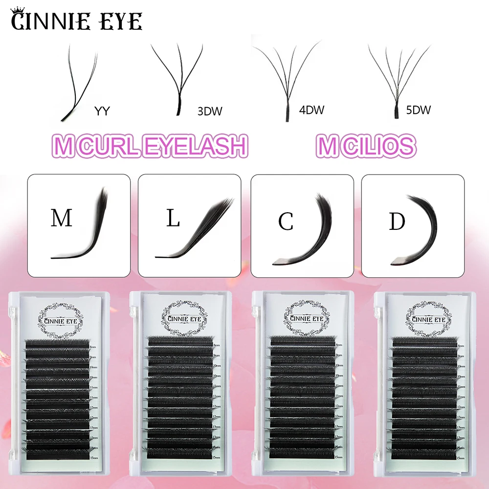 Neue 5DW M Curl Wimpernverlängerungen 4DW 2D YY Vorgefertigte Volumenfächer 7mm 3DW LU/L Einzelwimpernbündel Cilios 5W Naturhaar – Detail 2