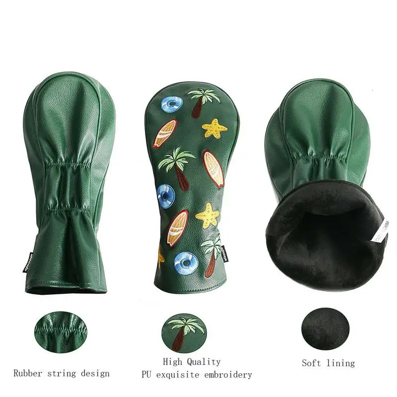 4pcs Golf Club Covers Set PU Leather Golf Club Head Covers Unisex Golf Putter Covers For Driver Fairway Wood And Hybrid