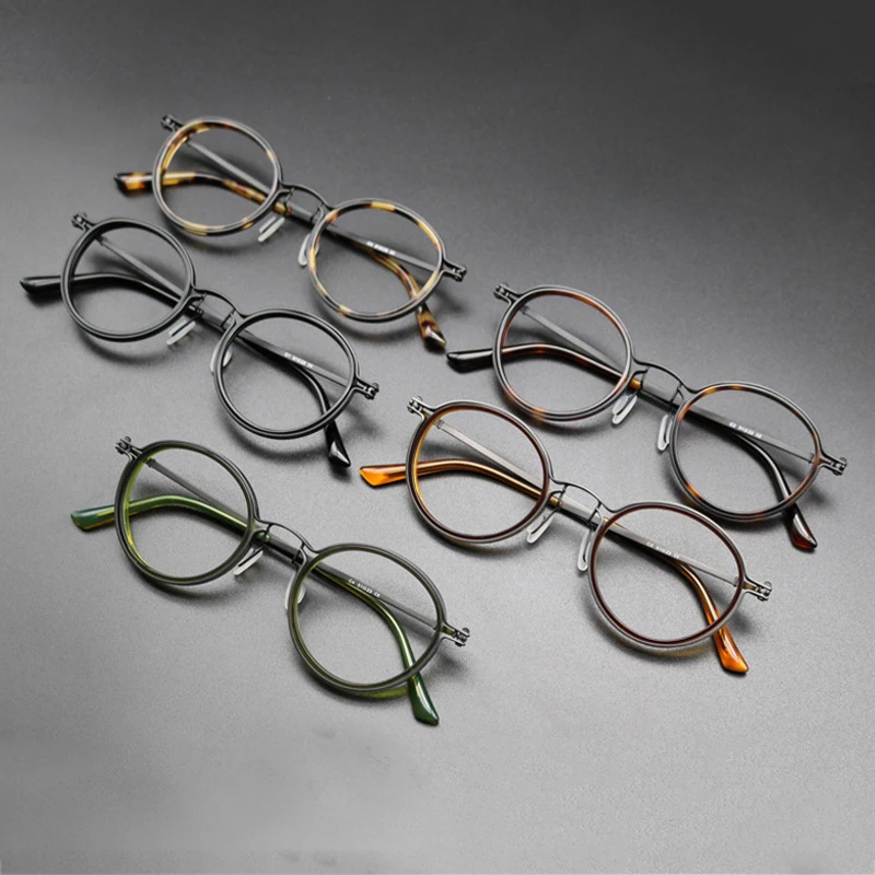 Gatenac Pure Titanium Eyeglasses Frame Men Round Vintage Glasses Frame Women Ultra Light Korea Luxury Brand Designer Eyewear