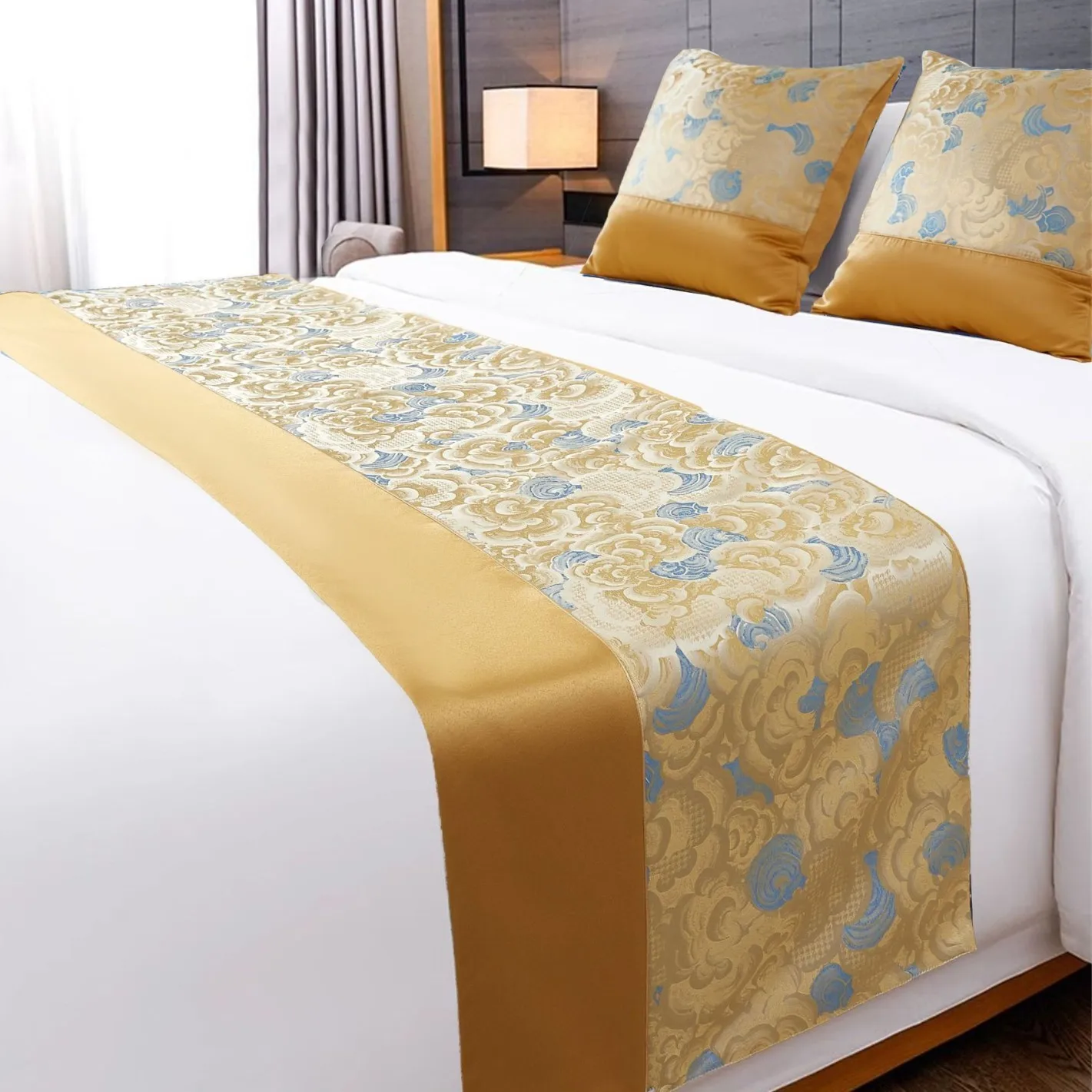 Light luxury New Chinese-style Jacquard Bed flags Bed Tail Covers For Hotels Homestays Decorative Bed Runner For Hotel Decor
