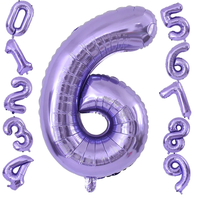 Purple Number Balloons 32 Inch Foil Balloon Adult Kids Birthday Anniversary Decoration Party Gold 0 1 2 3 4 5 6 7 8 9 Balloon