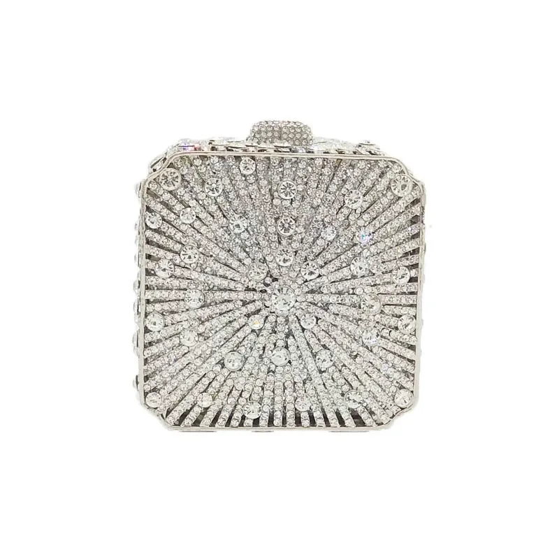 XIYUAN Dazzling Crystal Women Fancy Clutch Bag Elegant Dinner Banquet Wallet Purse Female New Arrival Toted Solid Color Handbag