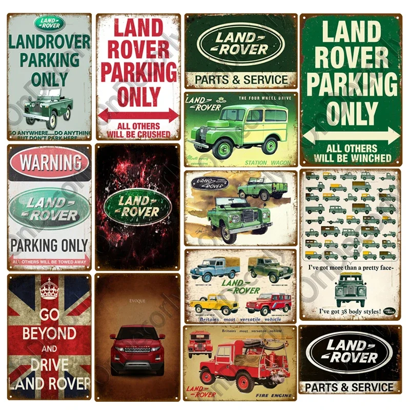 Land Car Rover Plaque Metal Tin Signs Modern Garage Bar Cafe Art Decor Painting Metal Plate Poster Vintage Warning Wall Signs