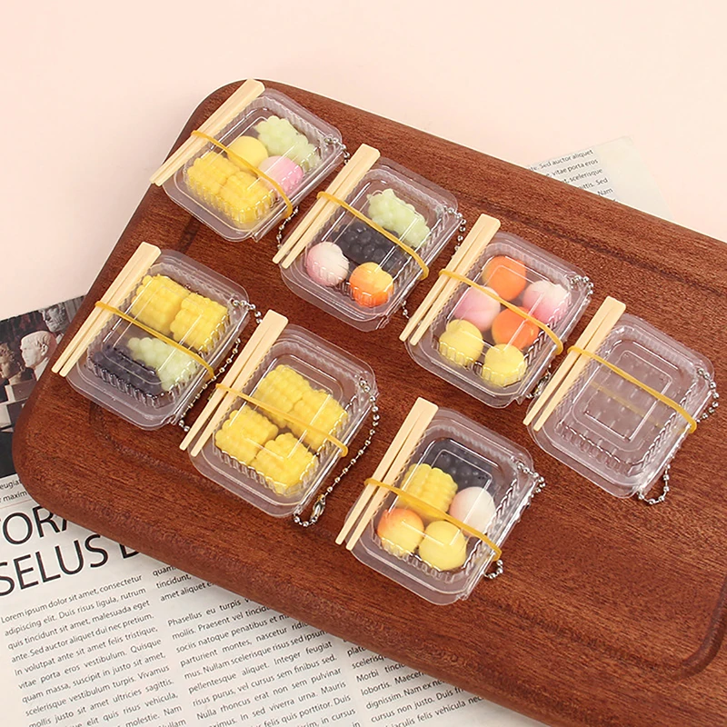 1/12 Dollhouse Mini Fruit Box With Chopsticks Dollhouse Simulation Food Model Dolls House Accessories