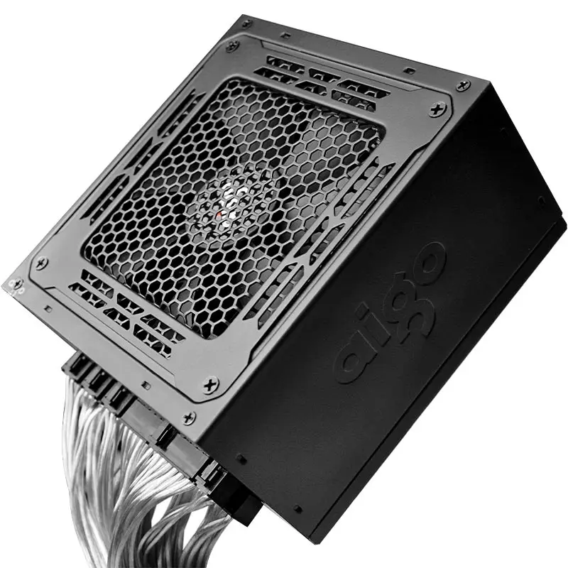 Imagem -03 - Aigo-pc Fonte de Alimentação de Computador 80plus Ouro Rated 100240v Módulo Completo Jogos Ativos Psu Atx 12v Pfc 24pin 14cm Fan For Btc 700w