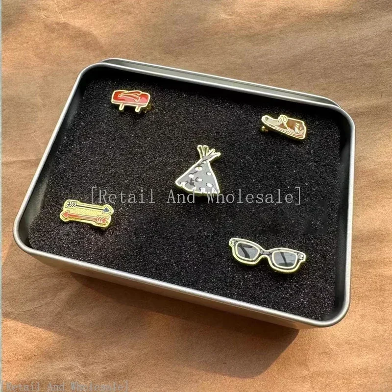 

[Retail And Wholesale]VISVIM WMV LAPEL PIN SET (5 PCS) Original Copper Brooch Japanese ins Wind Tadpole Same Style