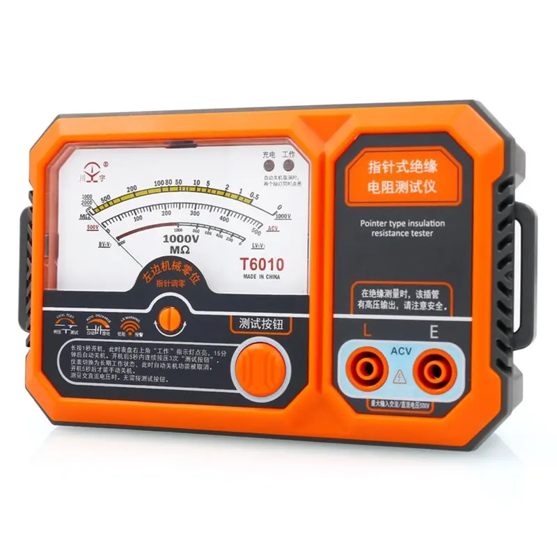

USB-перезаряжаемый аналоговый измеритель сопротивления изоляции T6010 (1000 В), мегаомметр T6010, измерительный прибор