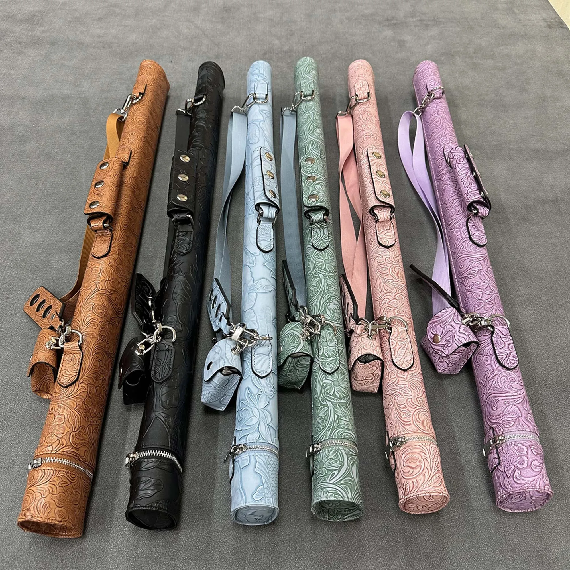 Embossed Billiard Cue Barrel, Double-Hole Cue Barrel, Portable Cross-Body, Billiard Cue Storage and Protection Bag
