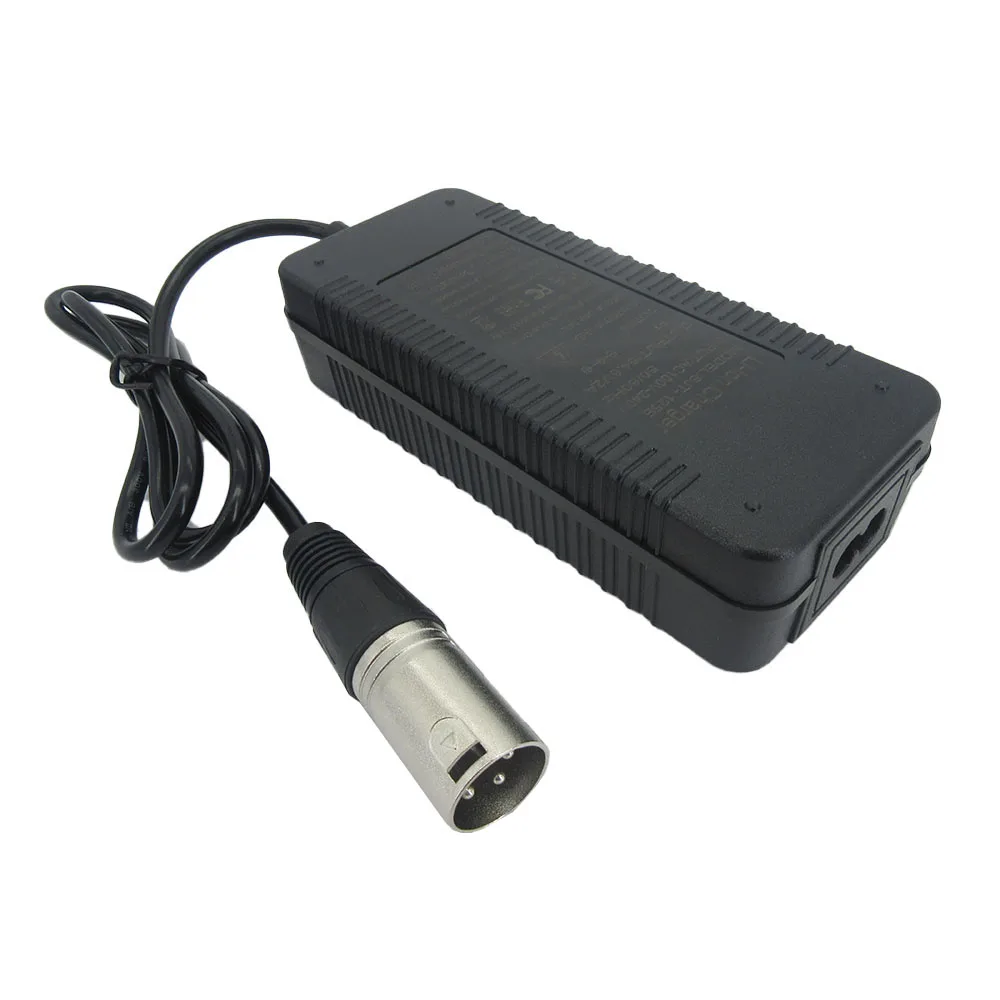 Carregador de lítio 48V 54,6V 2A para bateria de íon de lítio 48 volts 13S 48V2A GX16 XLR DC Conector