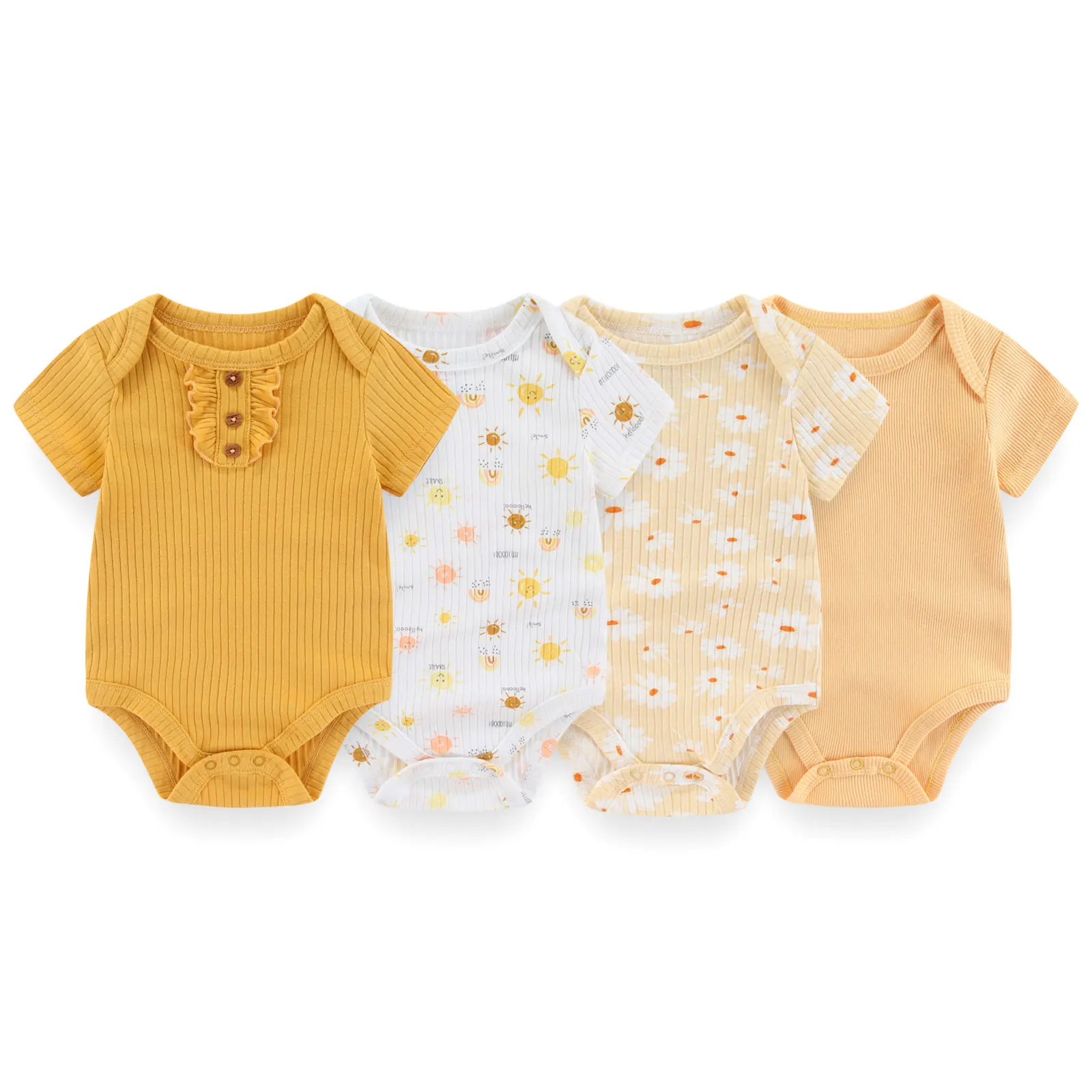 Kiddiezoom 4PCS/Lot Summer Unisex Baby Boy Girl Bodysuits Short Sleeve Infant Onesies First Christmas Baby Clothes