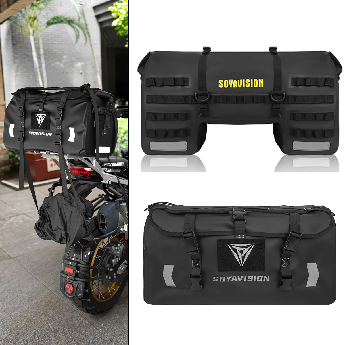 Motorcycle Rear Seat Bag Travel Storage Luggage Duffel Bag Waterproof Motor Tail/Trunk/Rack Bag Universal For Most Motorcycle