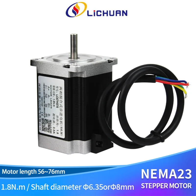 Lichuan Nema 23 1.0~1.8N.m Stepper Motor 3A D=8mm Motor For 3D Printer CNC Kit Engraving milling machine Step by step engine