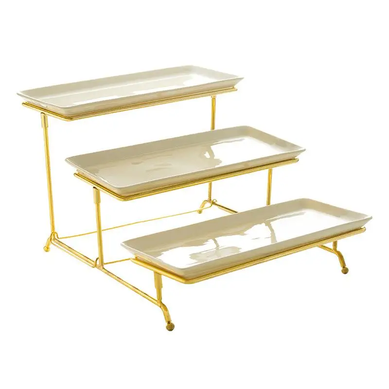 Tee-Layer Cerc Cake Stand Dert Plate Fruit Di Buffet Display Stand Dry Fruit Tray Cute Sle Bone China Material