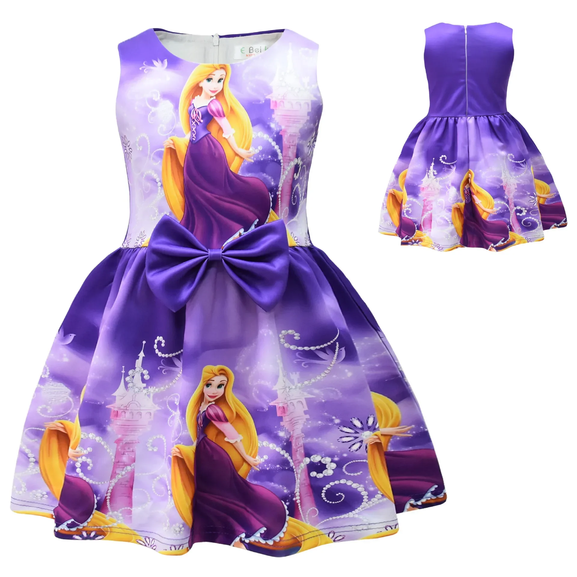 Disney T-Shirt Girls Dress chilren  Mermaid Princess Cinderella Girls Princess Skirt Mickey Mouse Princess Dress Sleeveless