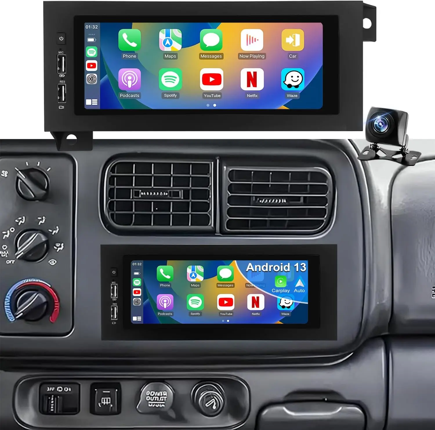 

5G WiFi Car Radio for Dodge Ram 1500-3500 1994-2002, Jeep Wrangler 1997-2002, Grand Cherokee 1993-1998, Android Auto, GPS, Fast