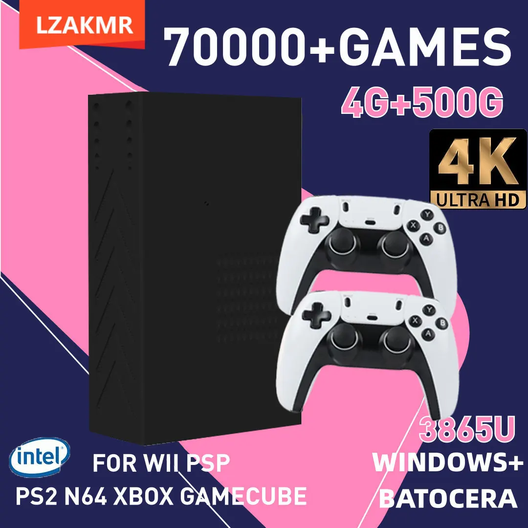 

Retro Video Game Console R3 PRO Batocera System 500GB 3865U 70000+Games For Wii PS2 PSP Saturn GameCube N64 Wireless handle