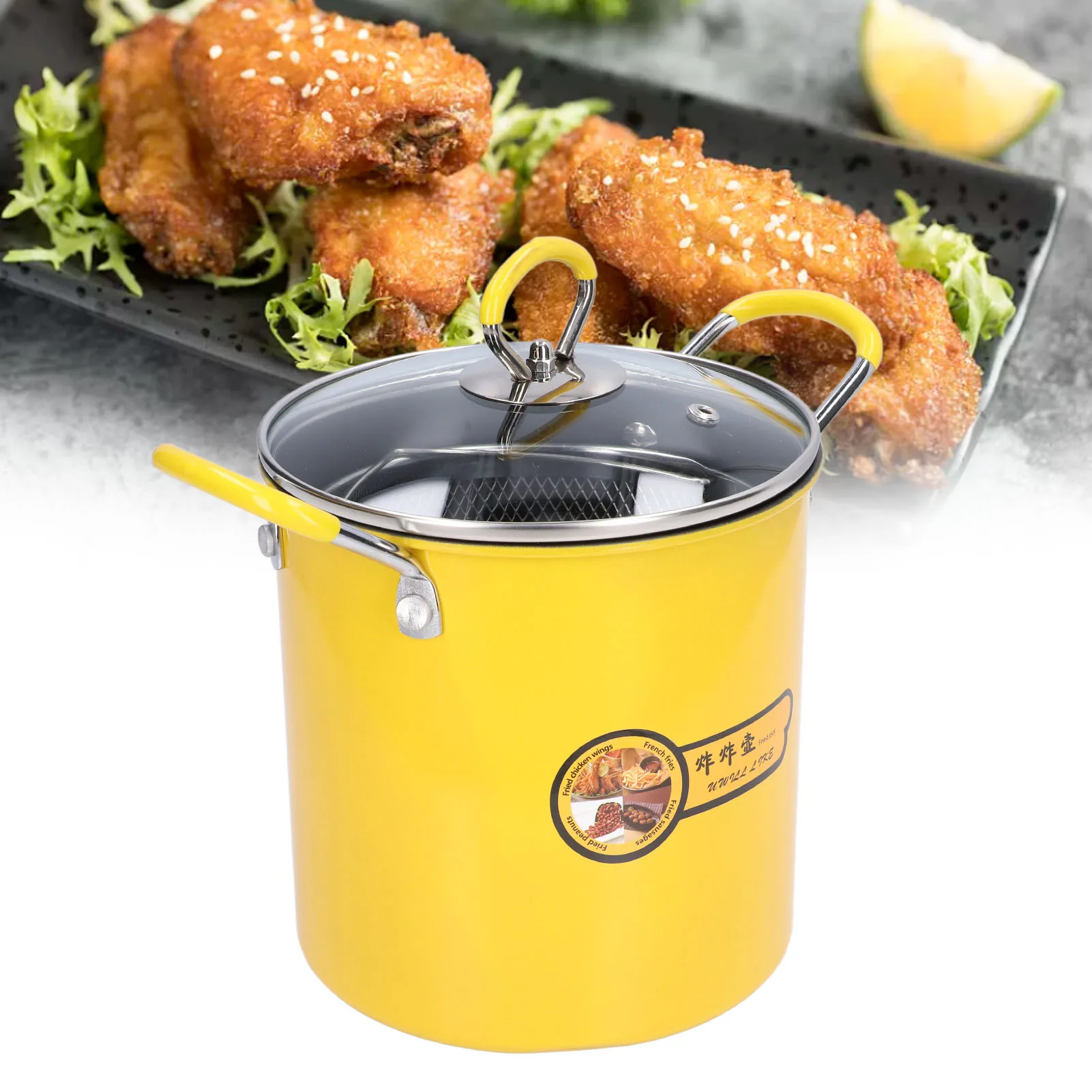 

3L Mini Deep Fryer Pot Stainless Steel Japanese Frying Pot with Oil Filter Rack Lid for Home Kitchen Fryer Pot Deep Frying Pan