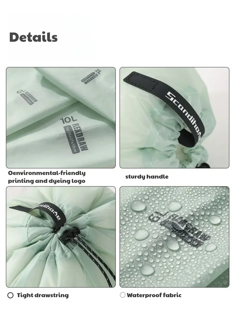Reise-Aufbewahrungsbeutel mit Kordelzug, wasserdicht, leicht, für Kleidung, Verpackungswürfel, Organizer, mehrere Größen, für Socken, Schuhe, Gepäck – Detail 20