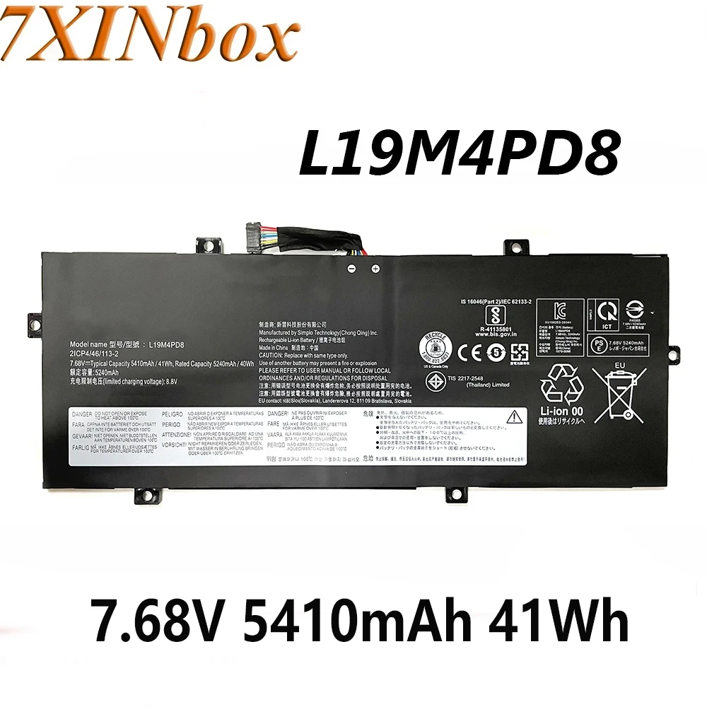 

7XINbox L19M4PD8 L19C4PD8 7.68V 5410mAh 41Wh Laptop Battery Replacement For Lenovo Yoga Duet 7-13IML05 Series 2ICP4/46/113-2