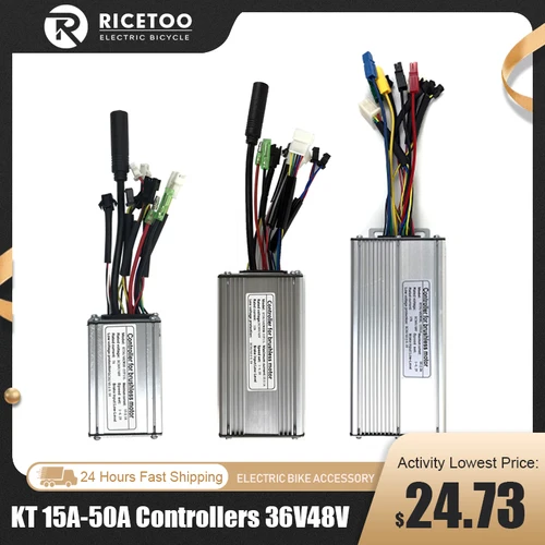 Controlador de bicicleta eléctrica KT 15A-50A, controlador de onda sinusoidal de onda cuadrada, Motor sin escobillas, accesorios para bicicleta, 250W-3000W