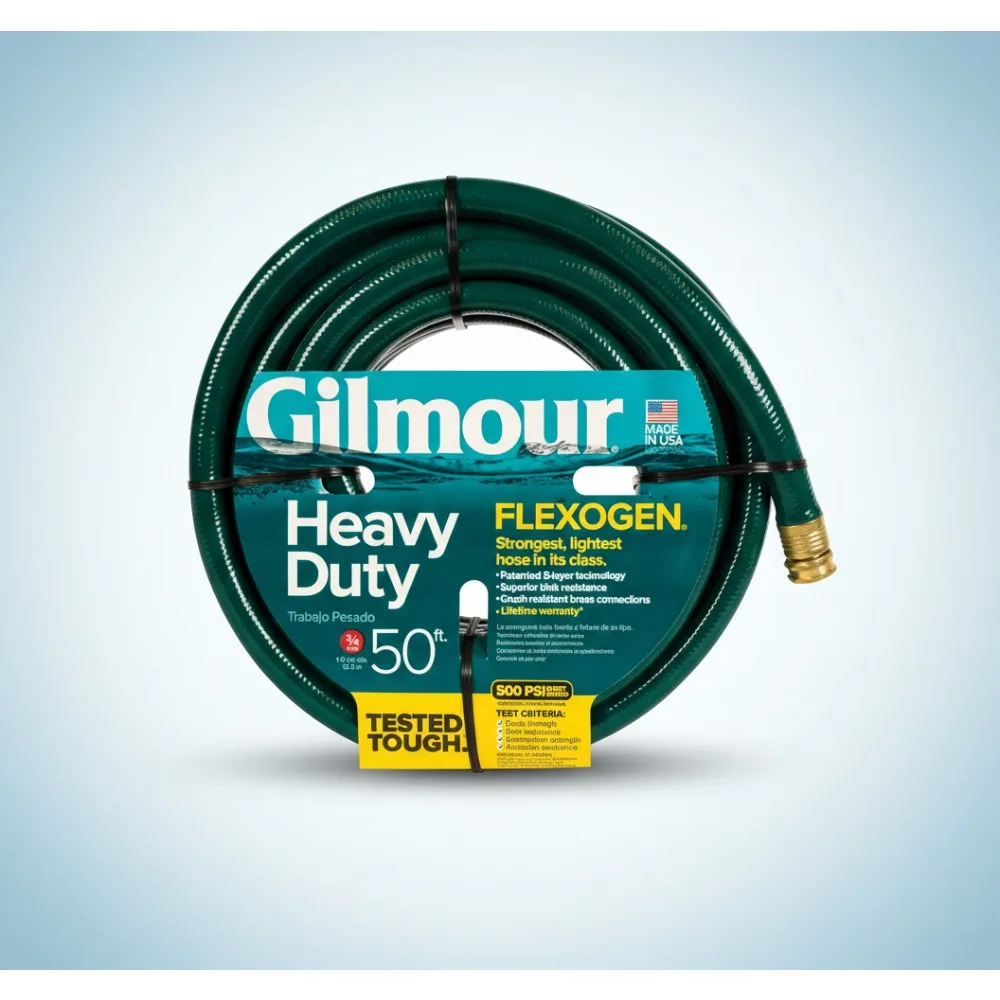 

50ft Heavy Duty Garden Hose, Flexible Kink Resistant Water Hose for Outdoor Lawn Gardening Green