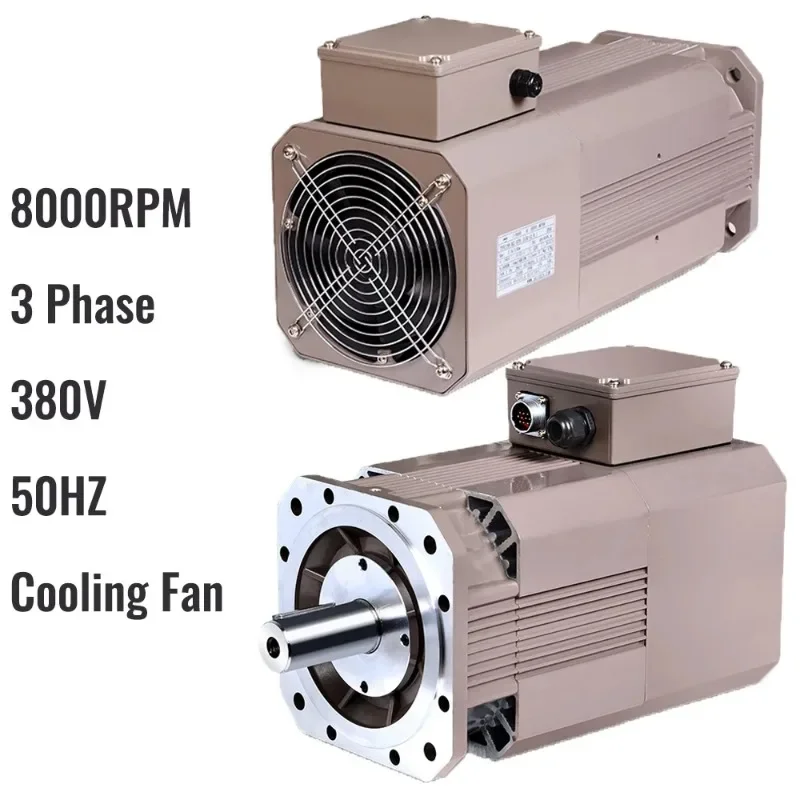 High Speed 8000rpm 11kw 380V 70Nm 10000Oz-in AC Servo Spindle Motor Drive Kit 198mm 3 Phase Constant Power CNC Lathe Milling