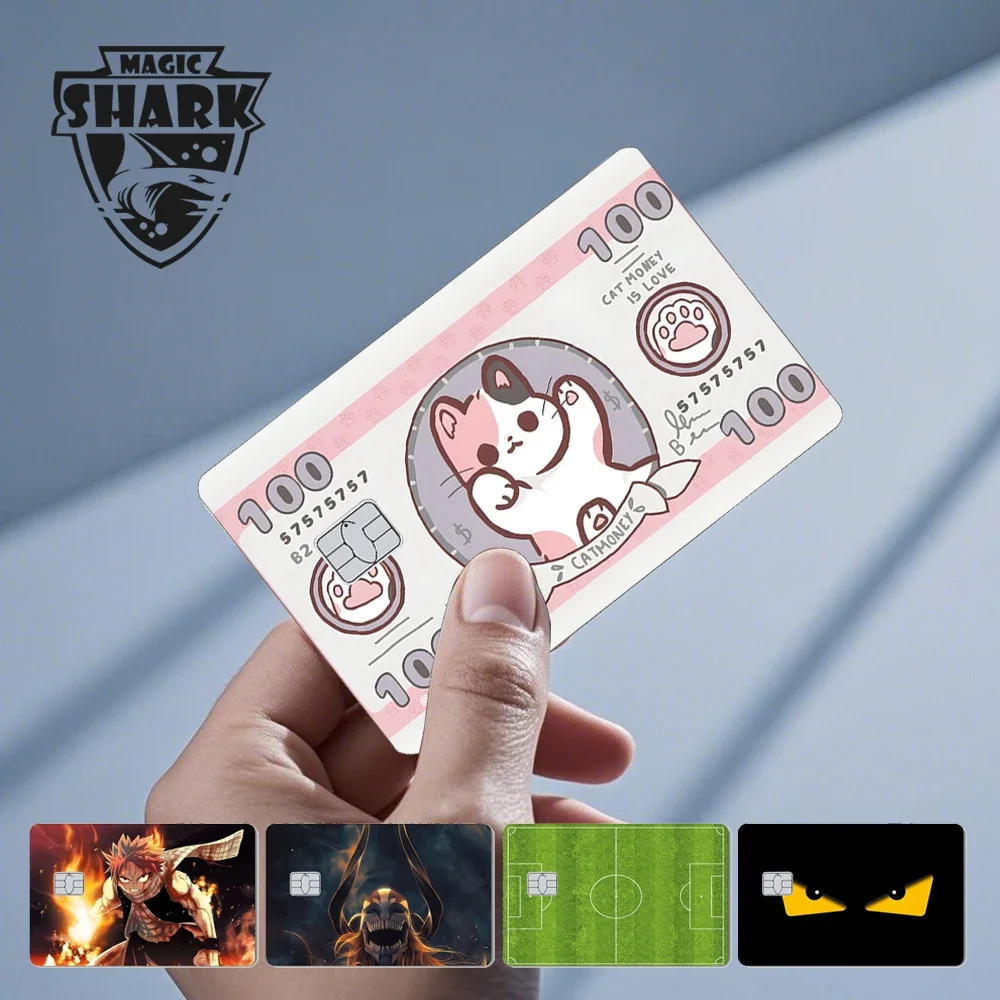2025 New Kawaii Lucky Cat Money Power Swtich Level Up Front Matte Skin Film for Credit Card Cover for Debit Card