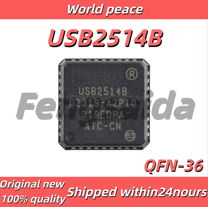 5PCS/100% Brand new original USB2514B-AEZC-TR, silkscreen USB2514B, package QFN-36, interface chip
