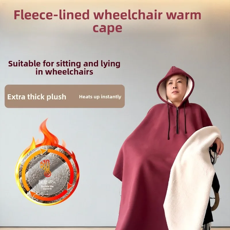 Picture 4: Wheelchair Cape for Elderly Disabled People Hooded Warm Cloak Autumn Winter Spring Outdoor Wear Mobility Scooter Windproof Soft