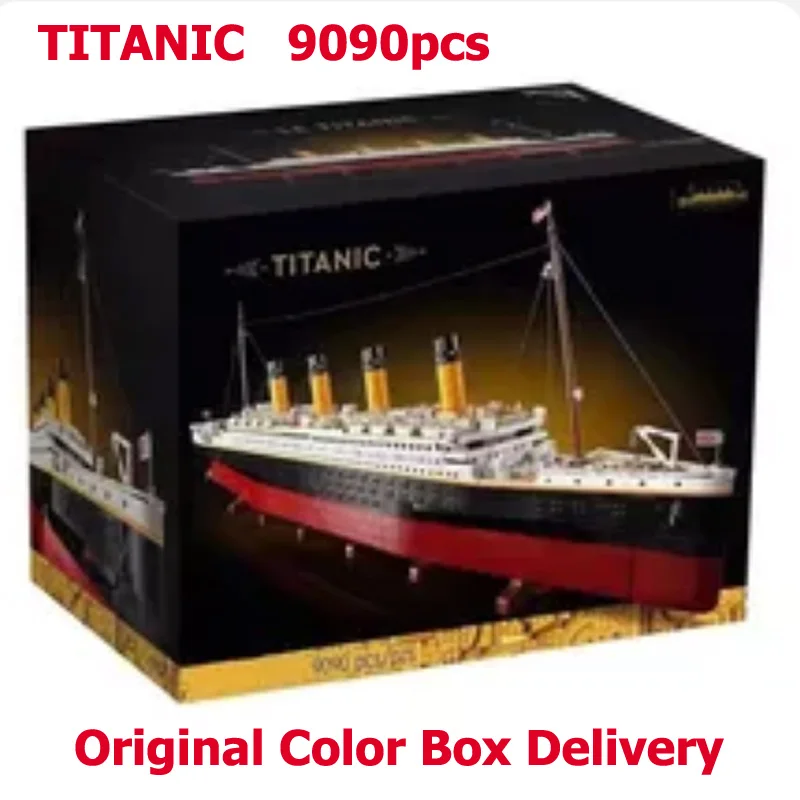 With Original Box 9090pcs Movie Titanic Cruise Boat Ship City Model 10294 Building Blocks Bricks Figures Toys Christmas Gifts