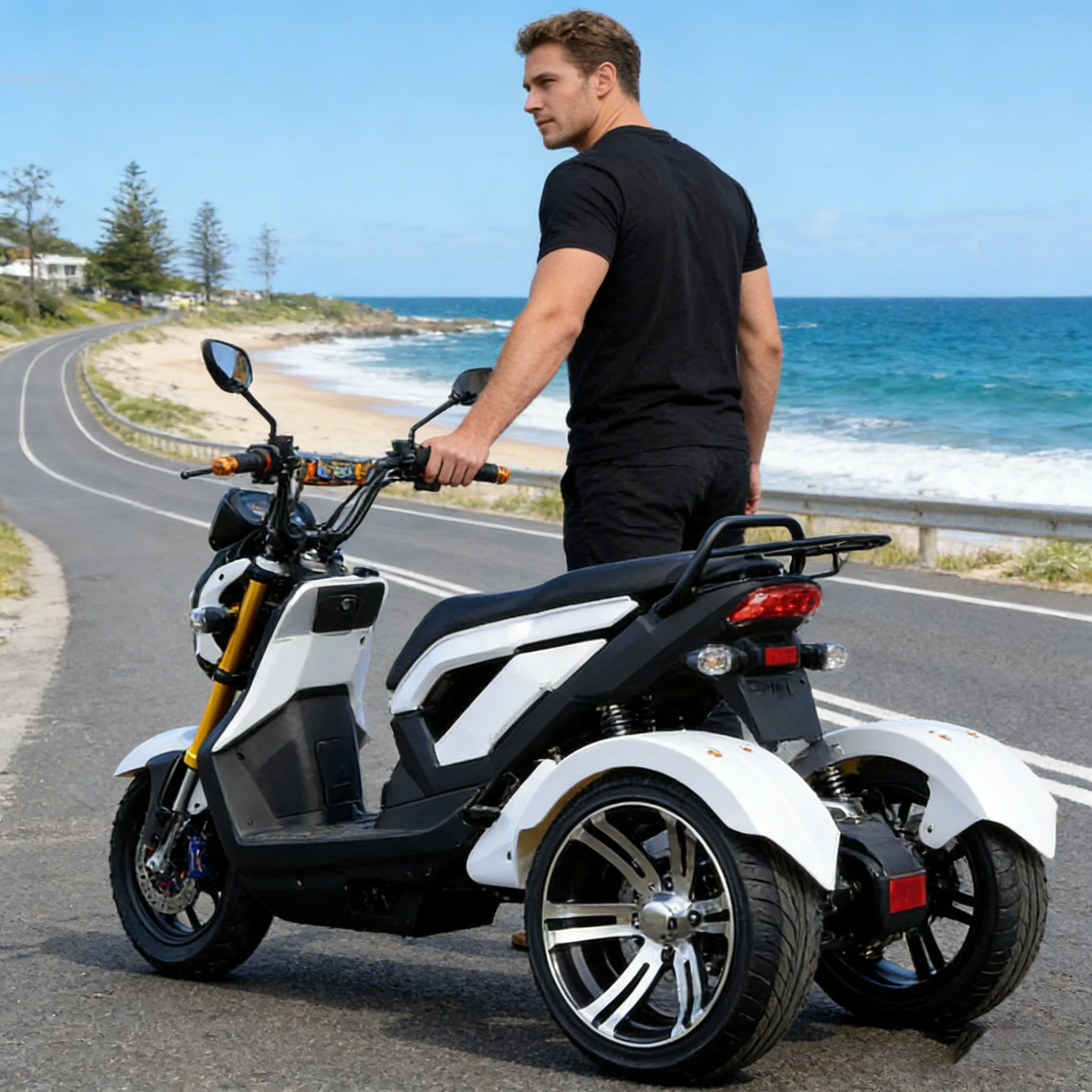 Triciclo Eléctrico de 70V con Batería de Plomo-Ácido |   Triciclo Eléctrico para Adultos, Taxi Tuk y Triciclo Eléctrico Económico con Alta Velocidad de 70 km/h y 65 km de Autonomía