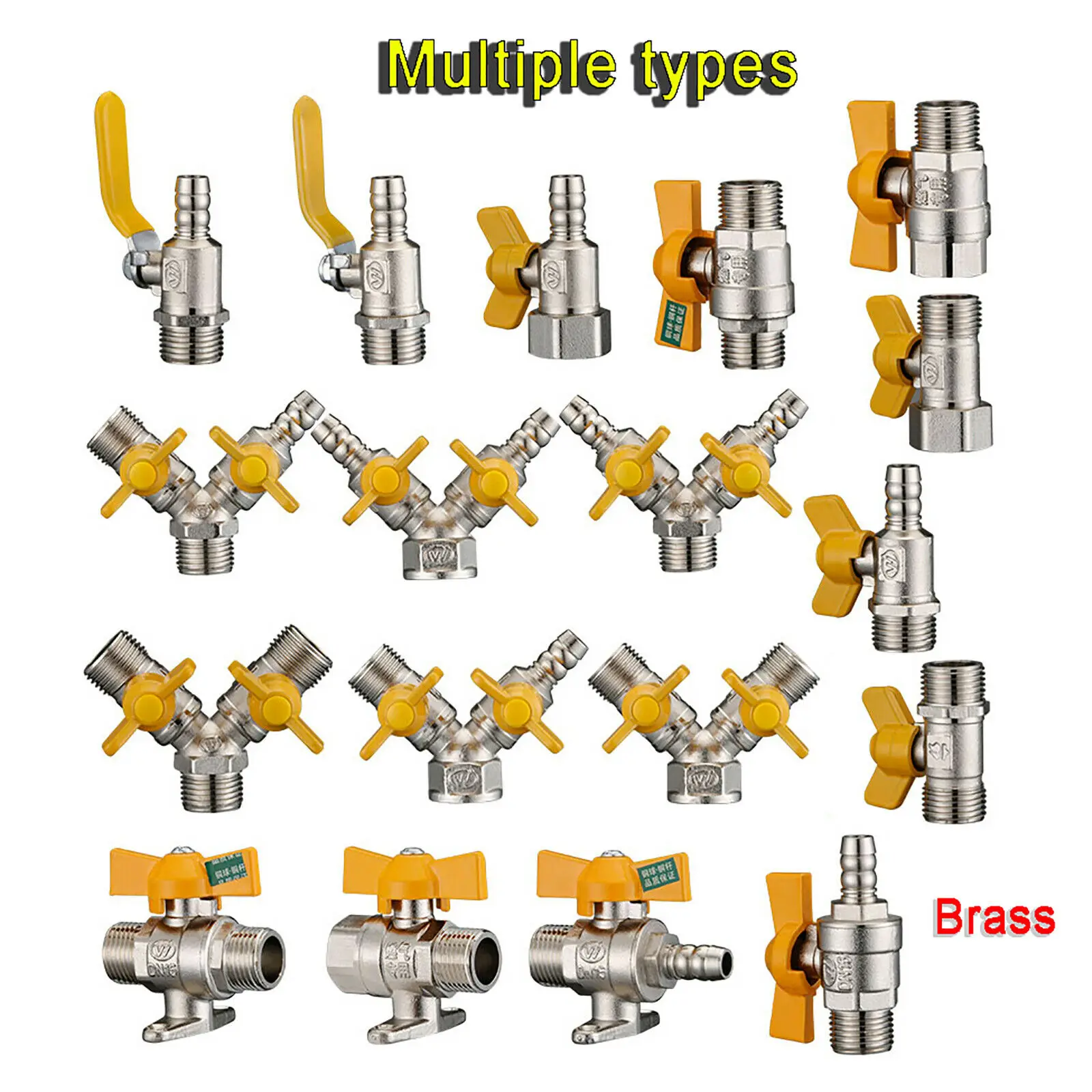 

Air Gas Fuel Line Shut-off Ball Valve Brass Pipe Fittings Hose Thread Connector Y Shaped Three Way Handle Valve