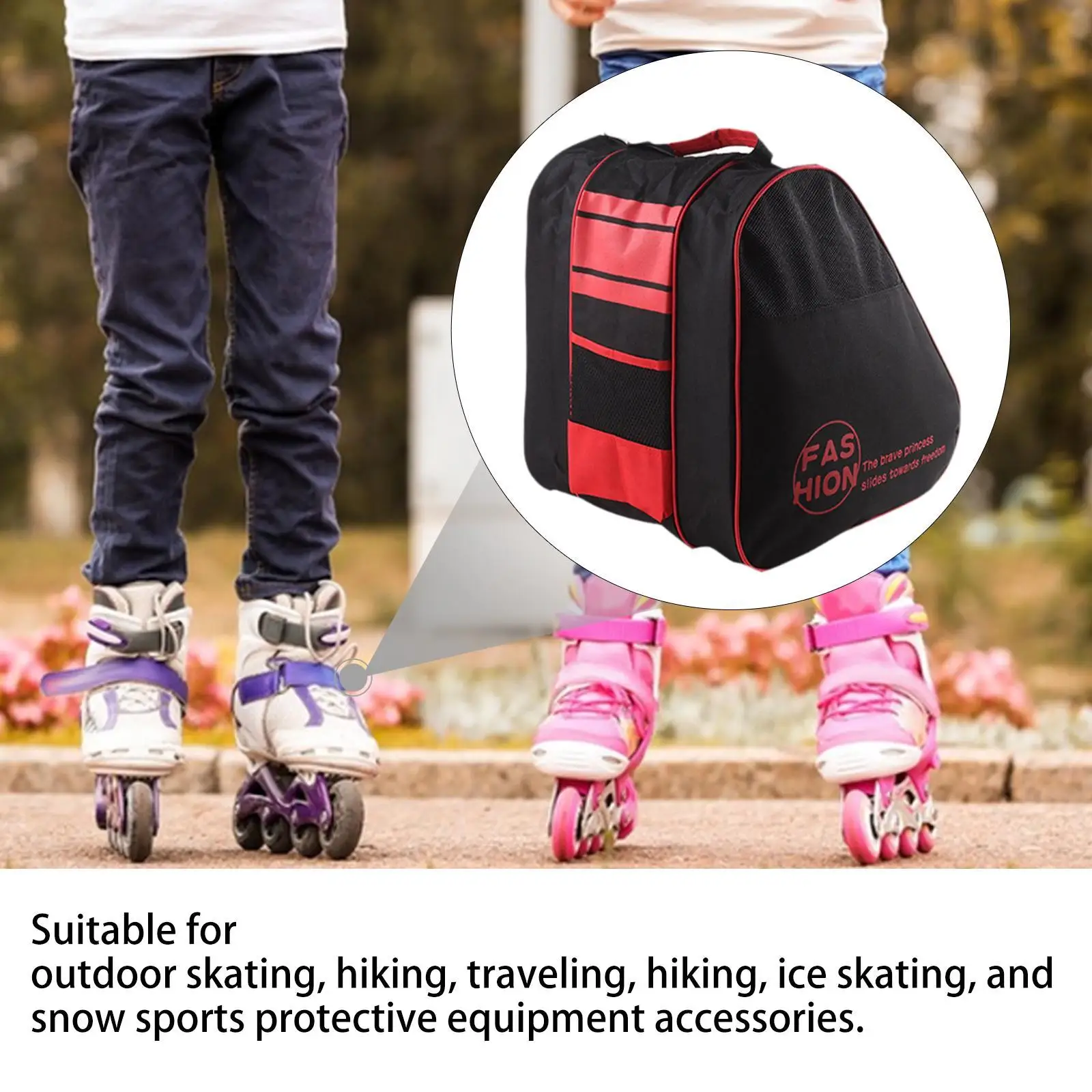 Bolsa Multiusos para Patinaje sobre Hielo, con Tres Compartimentos con Cierre, Espaciosa Mochila para Patines de Cuatro Ruedas y Patines Artísticos para Jóvenes