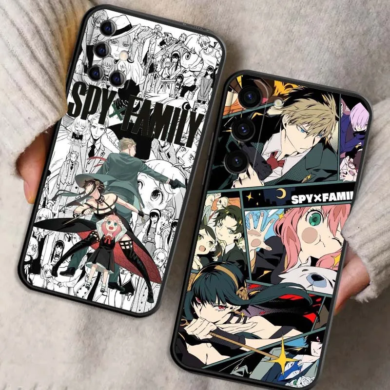 

Cute SPY x FAMILY Pattern For Samsung Galaxy S25 S24 S23 S22 S21 S20 S10 Ultra Plus FE 5G Black Soft TPU Cover