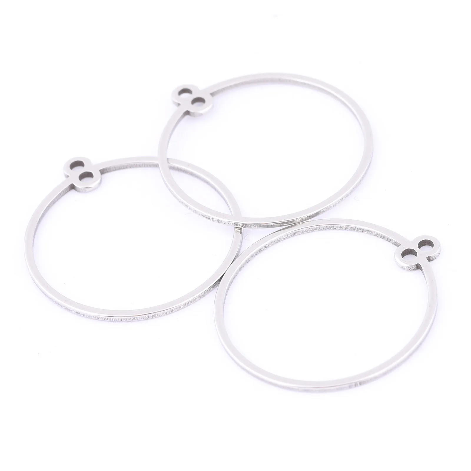 20pcs Stainless Steel 25mm Hoop Circle Earring Connector Findings Diy Jewelry Making Supplies
