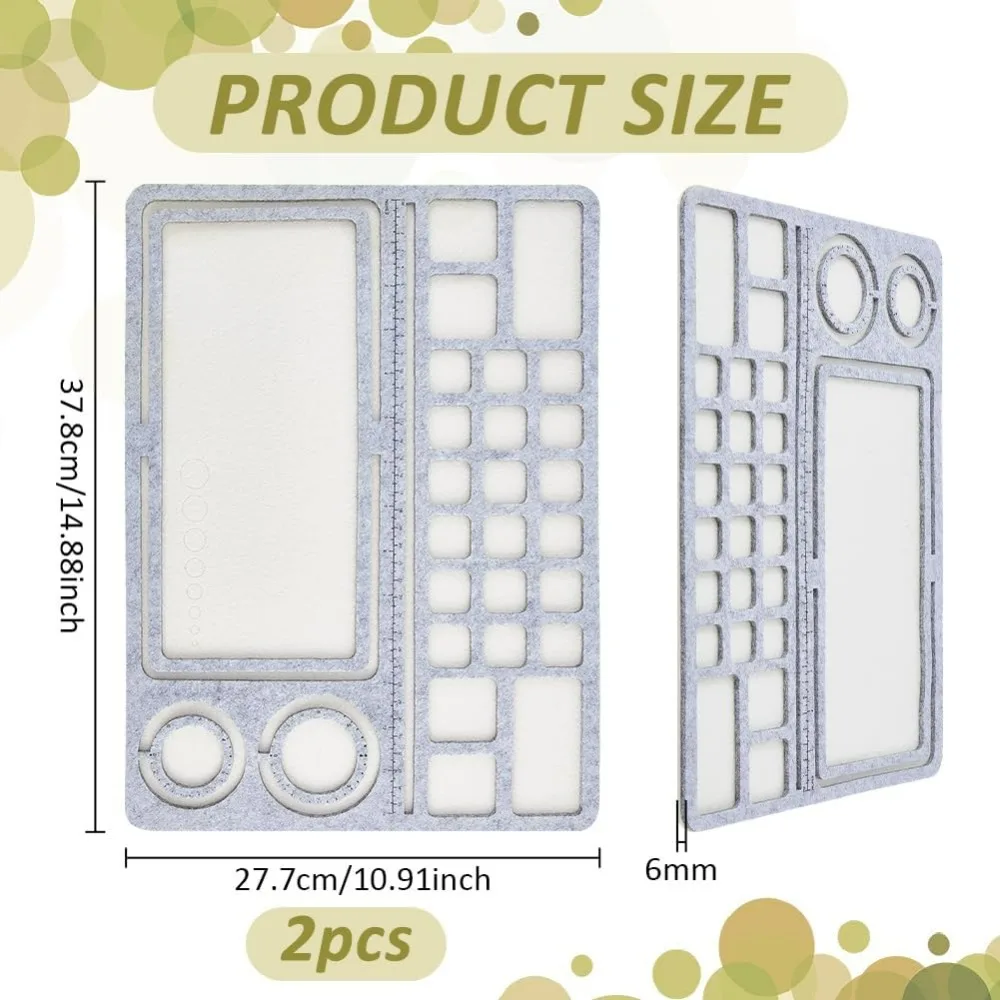 Placa de design de contas de feltro de 15x11 polegadas, tapete de contas de feltro cinza, bandeja de contas com grades, almofadas de miçangas diy para artesanato de arte, fabricação de jóias