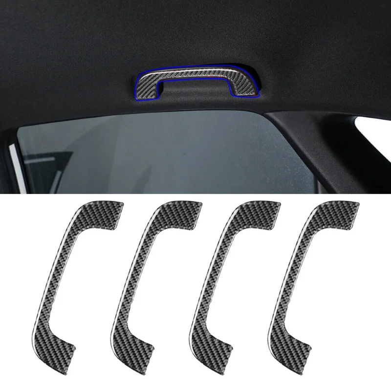 4pcs Carbon Fiber Car Roof Handle Cover Trim Car Interior Central Roof Handle Sticker Accessories for Honda 11th Civic 2022-2023