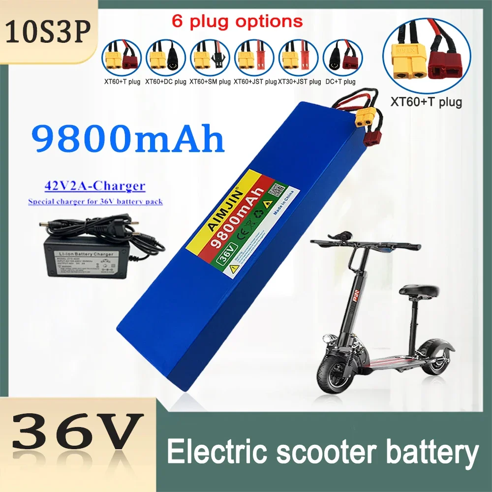 

NEW 36V 9800mAh 18650 Rechargeable Lithium Battery Pack 10S3P 500W High Power Modified Bicycle Scooter Electric Vehicle with BMS