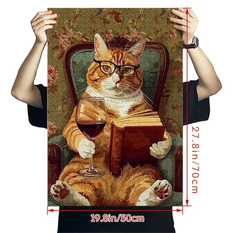 500/1000 Pieces Jigsaw Charming Cat in Glasses Jigsaw Puzzle Educational Toy for Kids Children 's Games Christmas Gift
