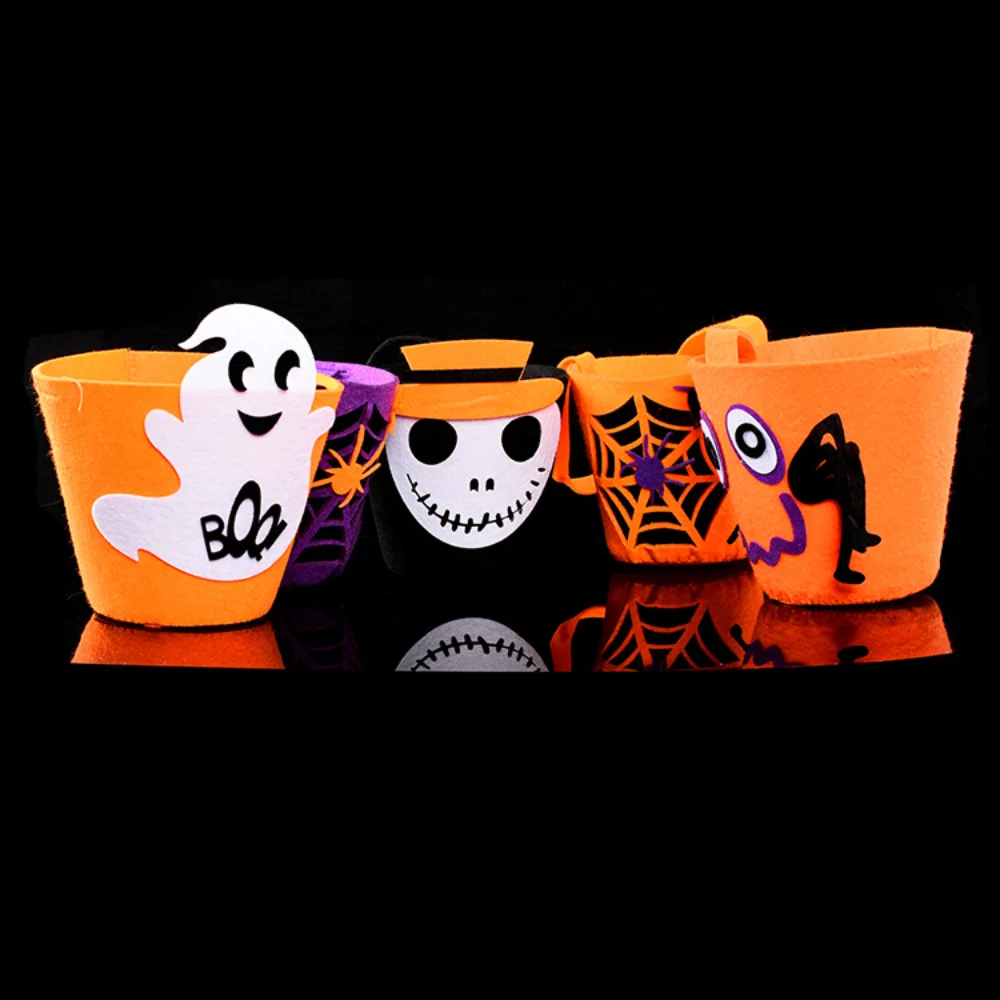 Halloween Candy Bag Non Woven Fabric Tote Bucket Children Hat Spider Skull Pumpkin Candy Packaging Bag Gift Bag Party Supplies