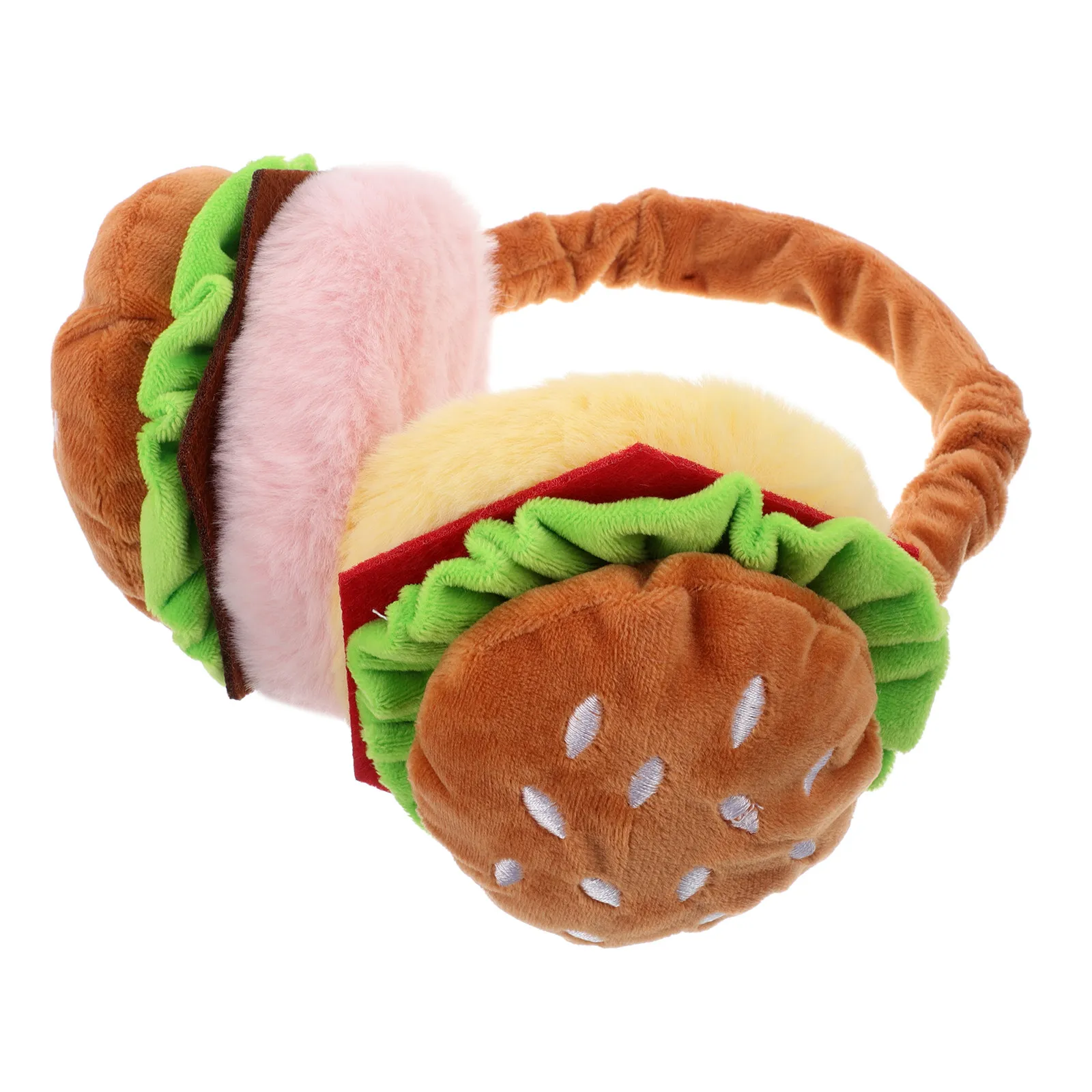 

Милые мультяшные складные термо-наушники в форме гамбургера, зимняя повязка на голову для активного отдыха в холодную погоду