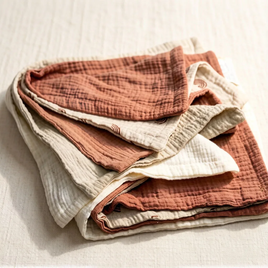 5pcs Soft 4-Layer Crepe Baby Burp Cloths, for Feeding, Spit-Up, Sweat Absorption & Milk Stain Wiping