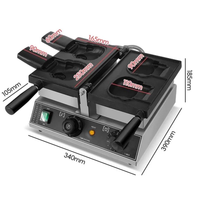 ماكينة صنع الوافل الصناعية التجارية غير اللاصقة بقدرة 1600 وات مع ماكينة صنع الوافل على شكل قطة كيتي