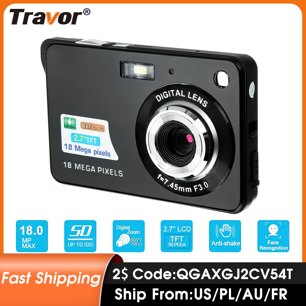 TRAVOR Digital Camera HD 1080P Camcorder 2.7 Inch Display Screen DV Video Camera Support 8 GB SD Card for Home Children Camera